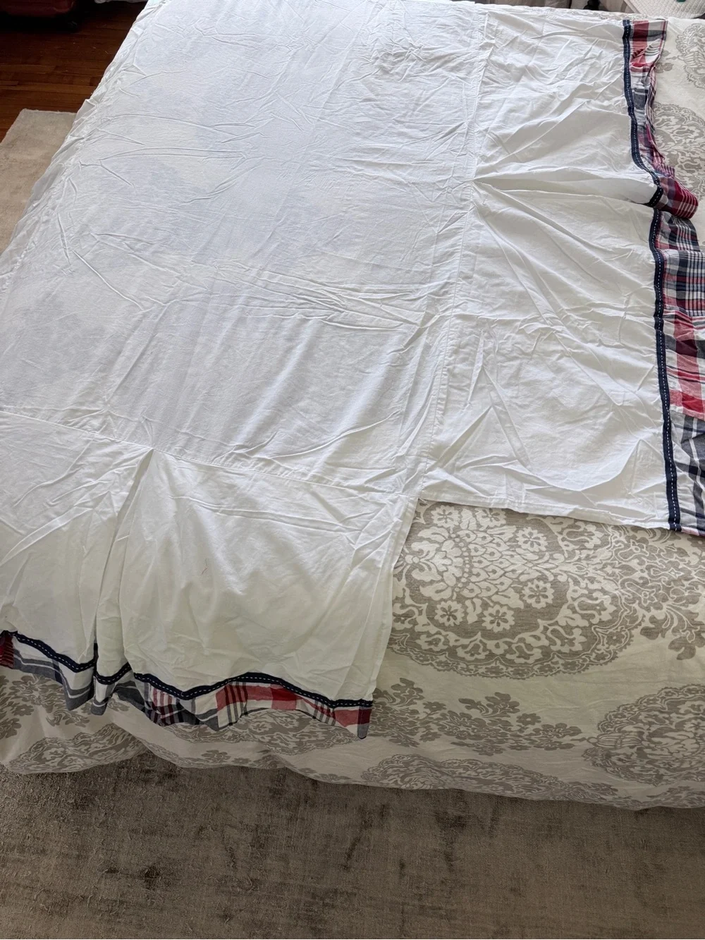 Pottery Barn Nautical Plaid Trim Crib Skirt